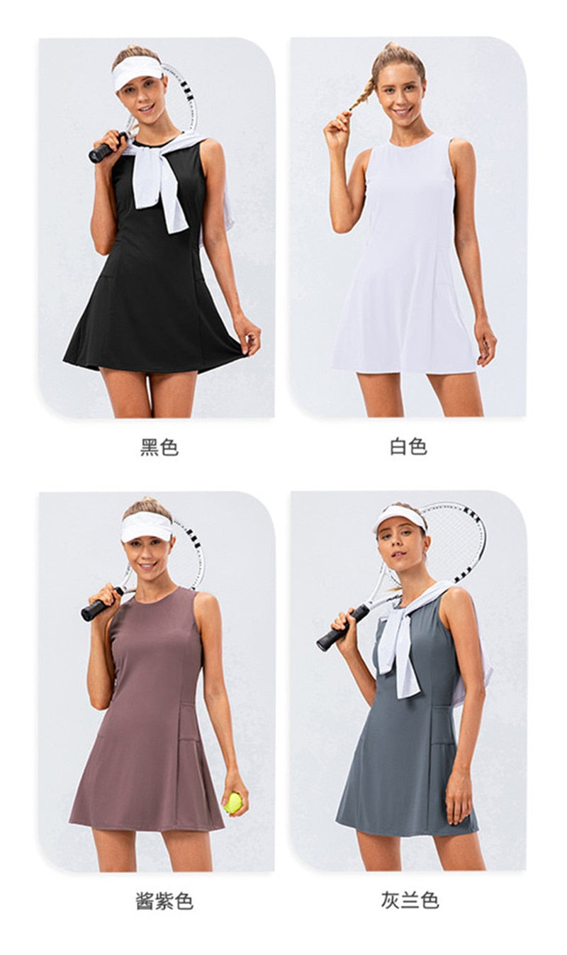 Nylon Mix Quick Dry Yoga Golf Fitness Badminton 2 Piece Set Skirt And Shorts Sportswear Tennis Dress The Clothing Company Sydney