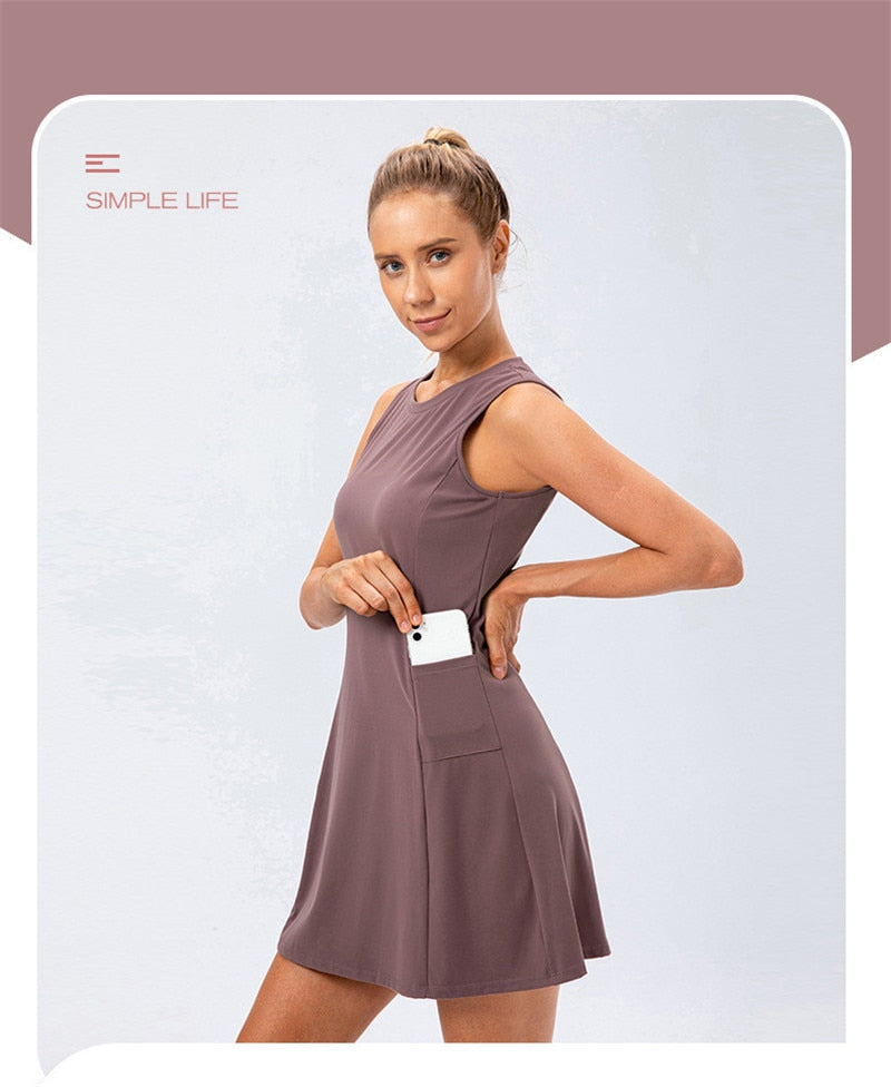 Nylon Mix Quick Dry Yoga Golf Fitness Badminton 2 Piece Set Skirt And Shorts Sportswear Tennis Dress The Clothing Company Sydney