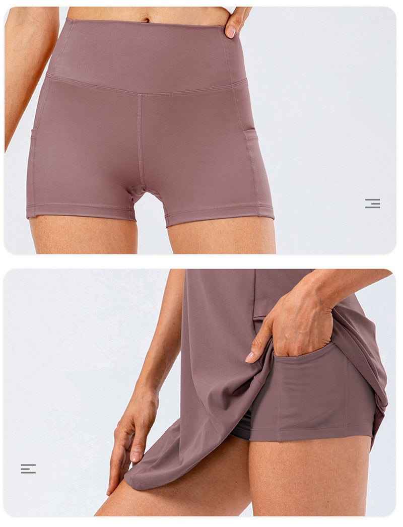 Nylon Mix Quick Dry Yoga Golf Fitness Badminton 2 Piece Set Skirt And Shorts Sportswear Tennis Dress The Clothing Company Sydney