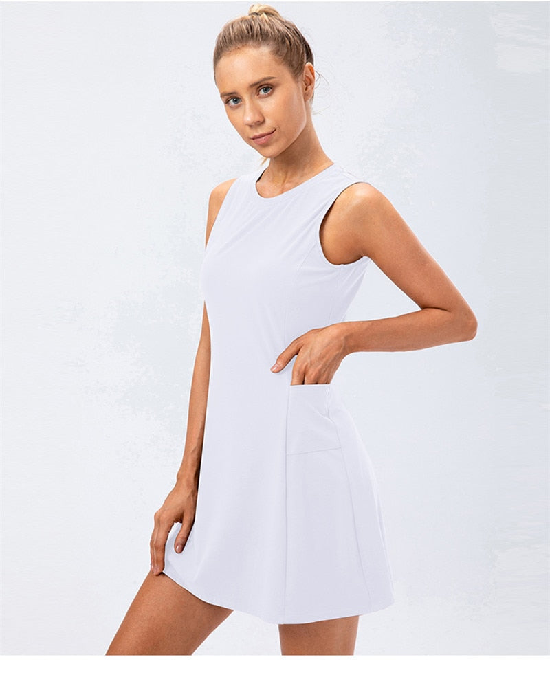 Nylon Mix Quick Dry Yoga Golf Fitness Badminton 2 Piece Set Skirt And Shorts Sportswear Tennis Dress The Clothing Company Sydney