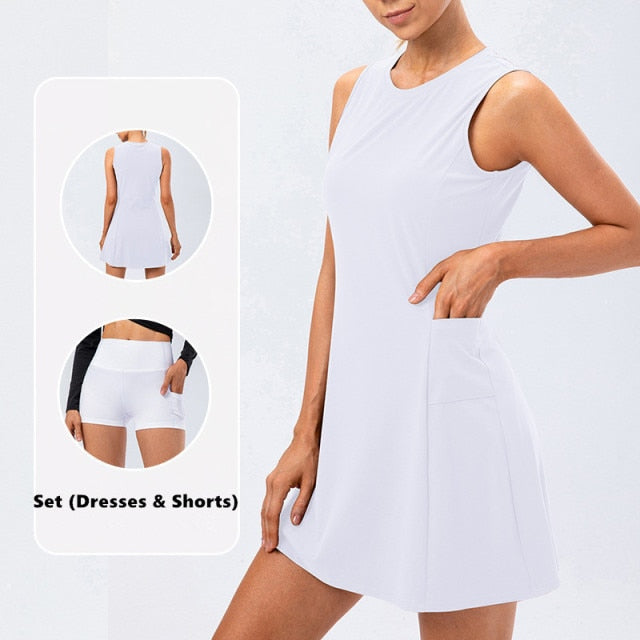 Nylon Mix Quick Dry Yoga Golf Fitness Badminton 2 Piece Set Skirt And Shorts Sportswear Tennis Dress The Clothing Company Sydney