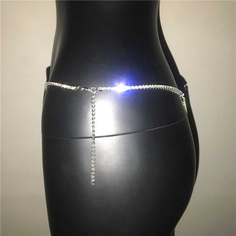 Crystal Body Chain Rhinestone Tassel Thong Belly Party Waist Chain Jewellery Accessories The Clothing Company Sydney