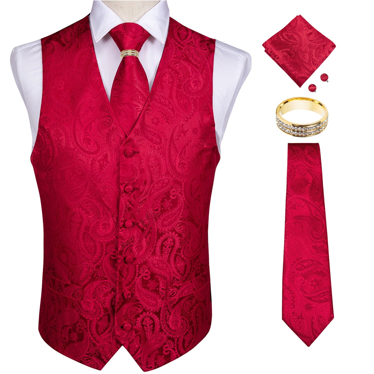 5 Piece Vests Slim Fit Mens Wedding Suit Casual Sleeveless Formal Business Waistcoat Hanky Necktie Bow Tie Set The Clothing Company Sydney