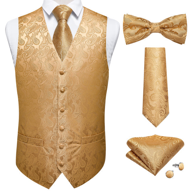 5 Piece Vests Slim Fit Mens Wedding Suit Casual Sleeveless Formal Business Waistcoat Hanky Necktie Bow Tie Set The Clothing Company Sydney