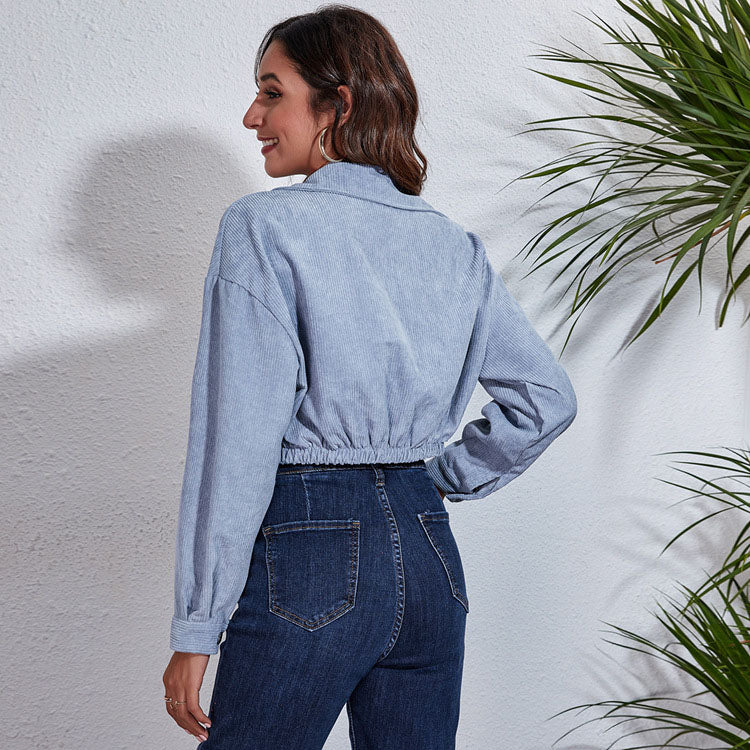 Autumn Spring Short Jacket Loose Turn Down Collar Long Sleeve Corduroy Coat  Outerwear The Clothing Company Sydney