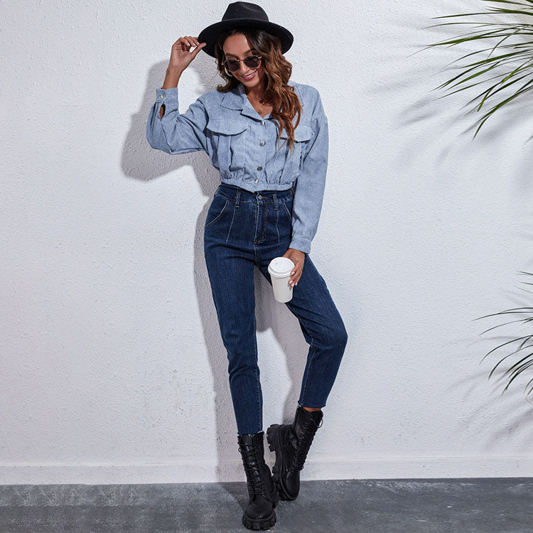 Autumn Spring Short Jacket Loose Turn Down Collar Long Sleeve Corduroy Coat  Outerwear The Clothing Company Sydney