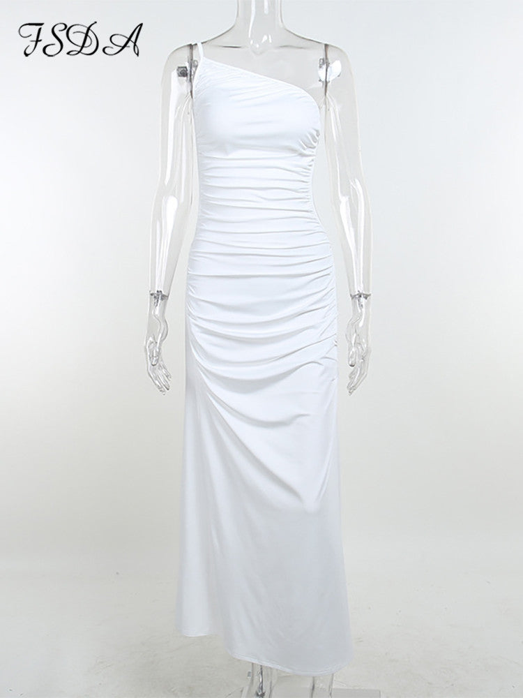 Summer Hollow Out White Midi Ruched Sleeveless Backless Club Khaki Y2K Beach Party Dress The Clothing Company Sydney