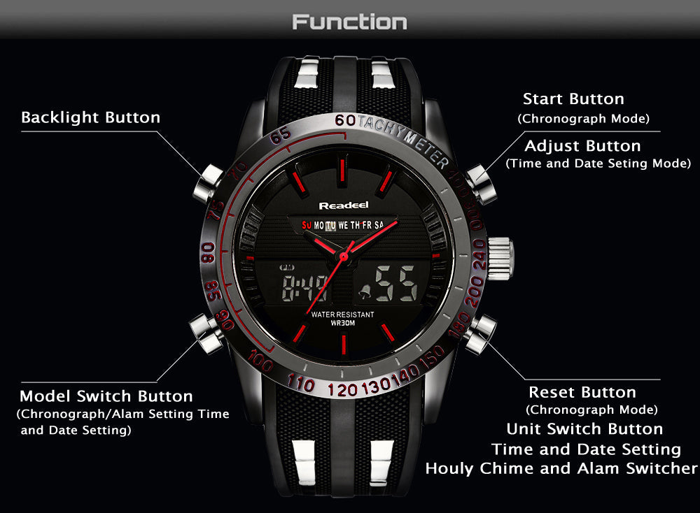 Luxury Mens Sports Waterproof LED Digital Quartz Men Military Wrist Watch The Clothing Company Sydney