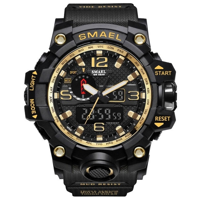 Mens Sports Dual Display Analog Digital LED Electronic Quartz Wristwatches Waterproof Swimming Military Watch The Clothing Company Sydney