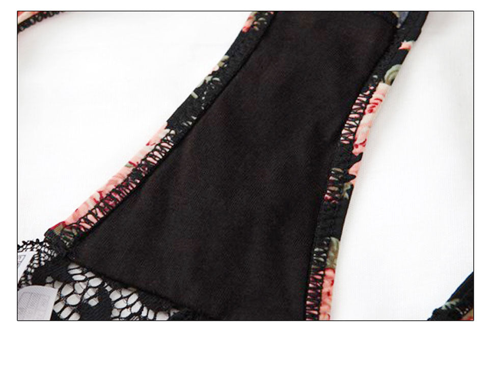 2 Piece Silk Lace Floral Push up Bow Bra and Hollow out Panties The Clothing Company Sydney