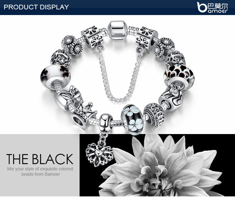 Fashion Jewelry Silver Charms Bracelet & Bangles With Queen Crown Beads Bracelet The Clothing Company Sydney