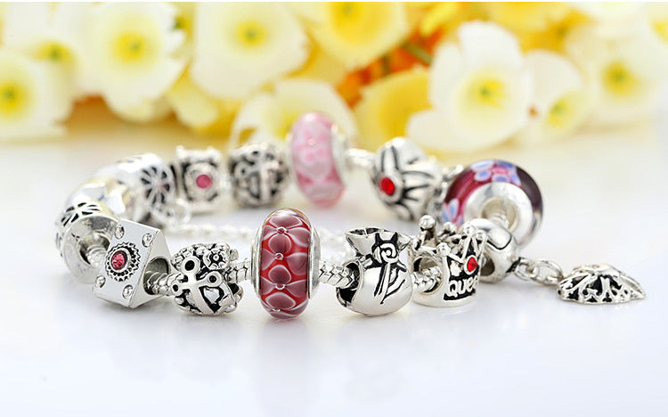 Fashion Jewelry Silver Charms Bracelet & Bangles With Queen Crown Beads Bracelet The Clothing Company Sydney