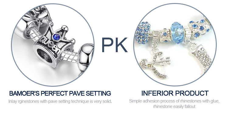 Fashion Jewelry Silver Charms Bracelet & Bangles With Queen Crown Beads Bracelet The Clothing Company Sydney