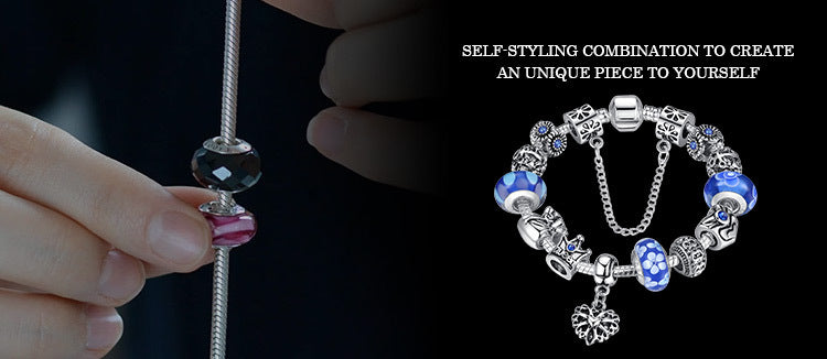 Fashion Jewelry Silver Charms Bracelet & Bangles With Queen Crown Beads Bracelet The Clothing Company Sydney