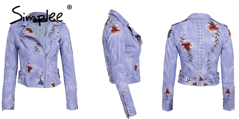 Embroidered Floral Faux Leather Jacket Outerwear The Clothing Company Sydney