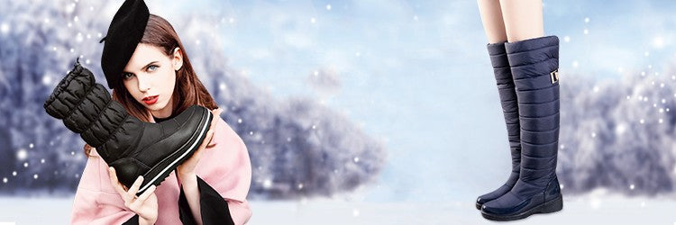 Below Knee High Round Toe Soft PU Leather Snow Boots The Clothing Company Sydney