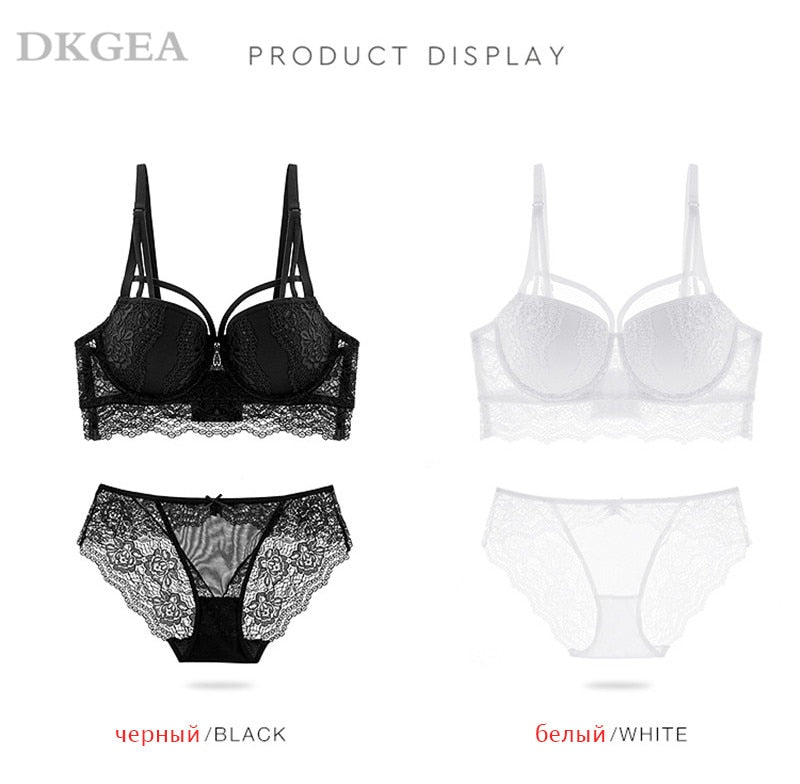 2 Piece Push-up Bra  3/4 Cup  Lace Deep V Brassiere and Panty Lingerie Set The Clothing Company Sydney