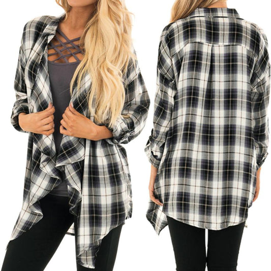 Autumn Irregular Lattice Print Ladies  Outerwear Cardigan Jacket The Clothing Company Sydney