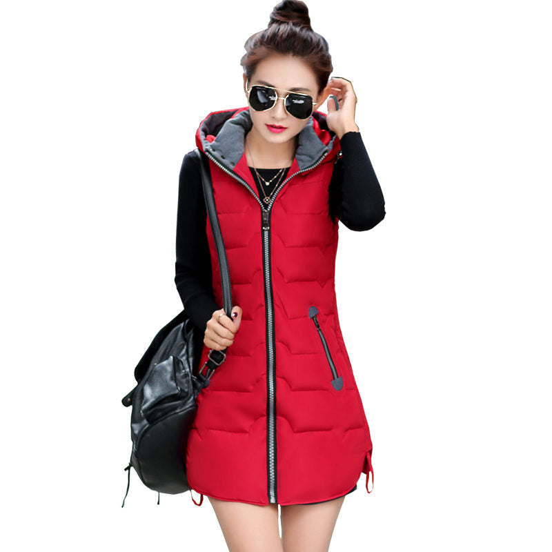 Autumn Winter Hooded Long Vest PufferJacket The Clothing Company Sydney
