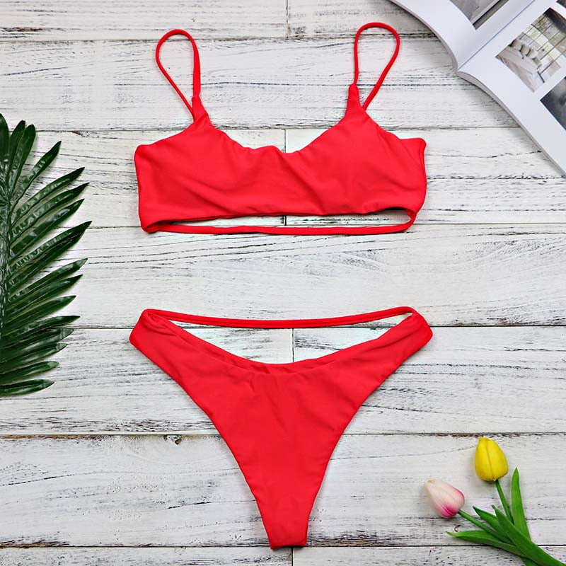 2 Piece High Waist Hollow Out Split Band Bikini Swimsuit The Clothing Company Sydney
