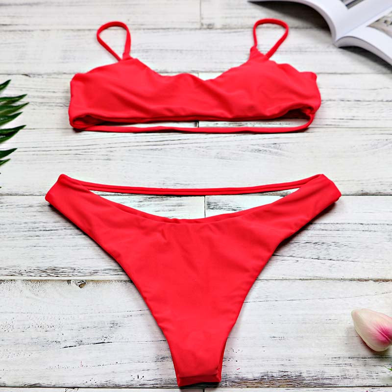 2 Piece High Waist Hollow Out Split Band Bikini Swimsuit The Clothing Company Sydney