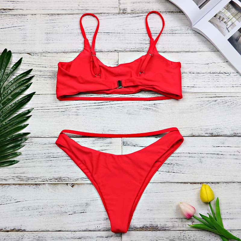 2 Piece High Waist Hollow Out Split Band Bikini Swimsuit The Clothing Company Sydney