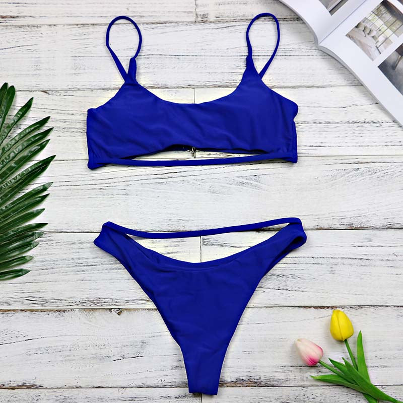 2 Piece High Waist Hollow Out Split Band Bikini Swimsuit The Clothing Company Sydney