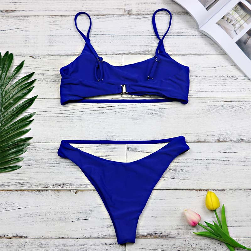 2 Piece High Waist Hollow Out Split Band Bikini Swimsuit The Clothing Company Sydney
