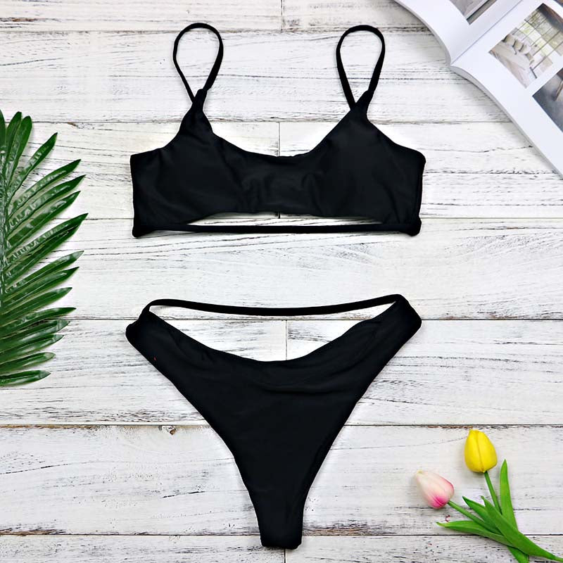 2 Piece High Waist Hollow Out Split Band Bikini Swimsuit The Clothing Company Sydney
