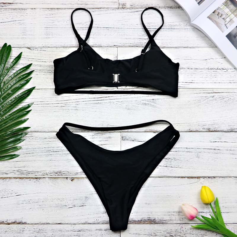 2 Piece High Waist Hollow Out Split Band Bikini Swimsuit The Clothing Company Sydney