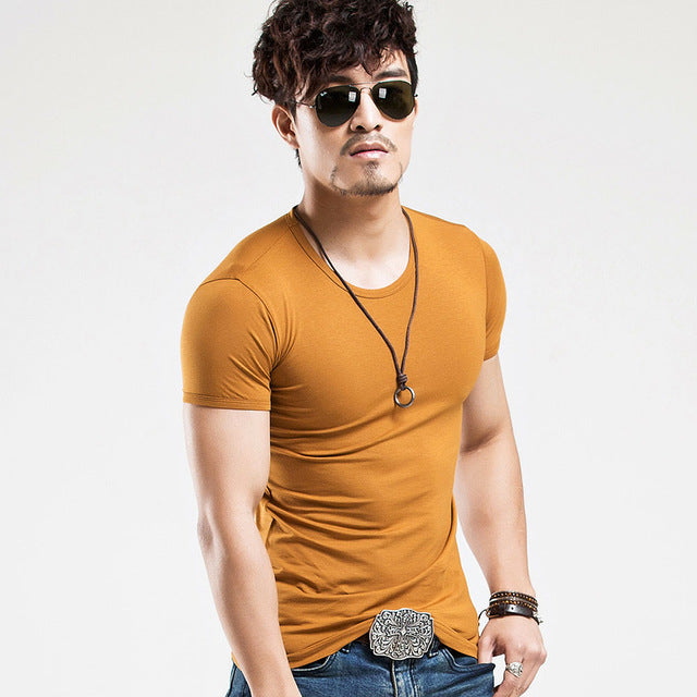 Elastic V neck Casual Mens T Shirt in 20 Colours The Clothing Company Sydney