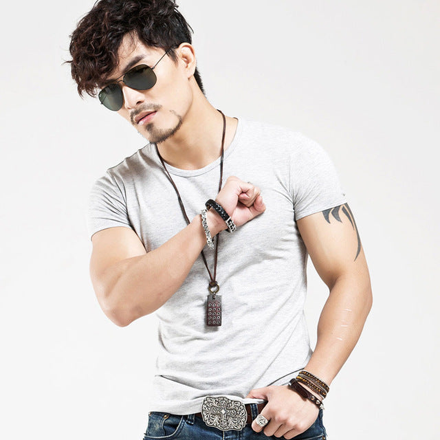 Elastic V neck Casual Mens T Shirt in 20 Colours The Clothing Company Sydney