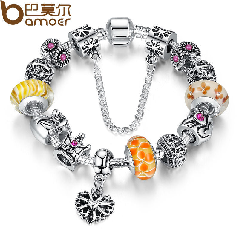 Fashion Jewelry Silver Charms Bracelet & Bangles With Queen Crown Beads Bracelet The Clothing Company Sydney
