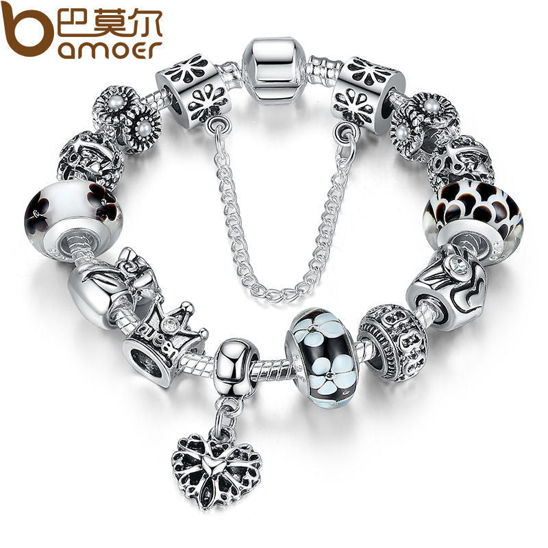 Fashion Jewelry Silver Charms Bracelet & Bangles With Queen Crown Beads Bracelet The Clothing Company Sydney