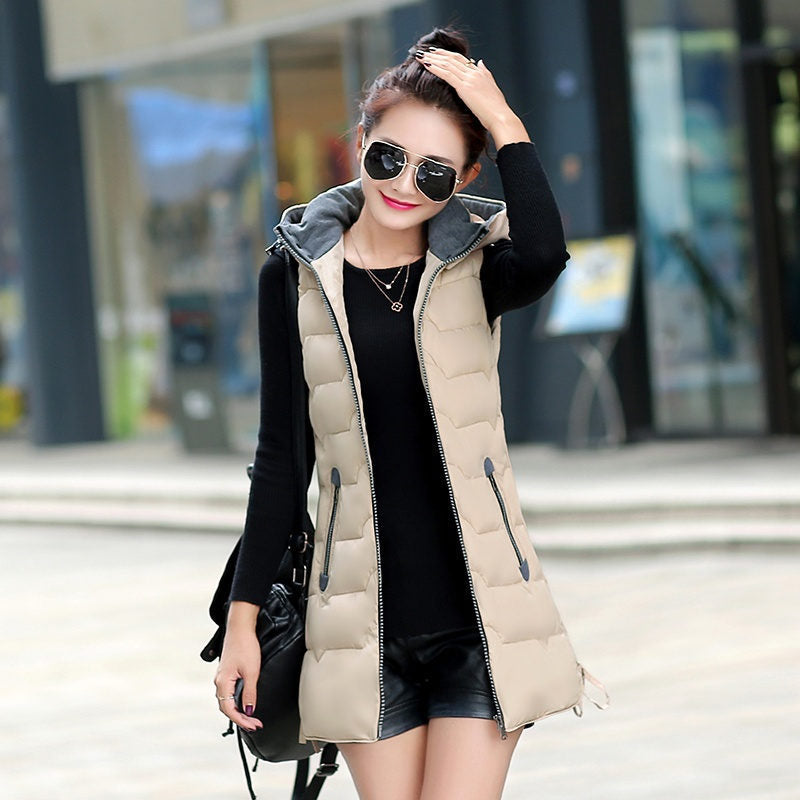 Autumn Winter Hooded Long Vest PufferJacket The Clothing Company Sydney