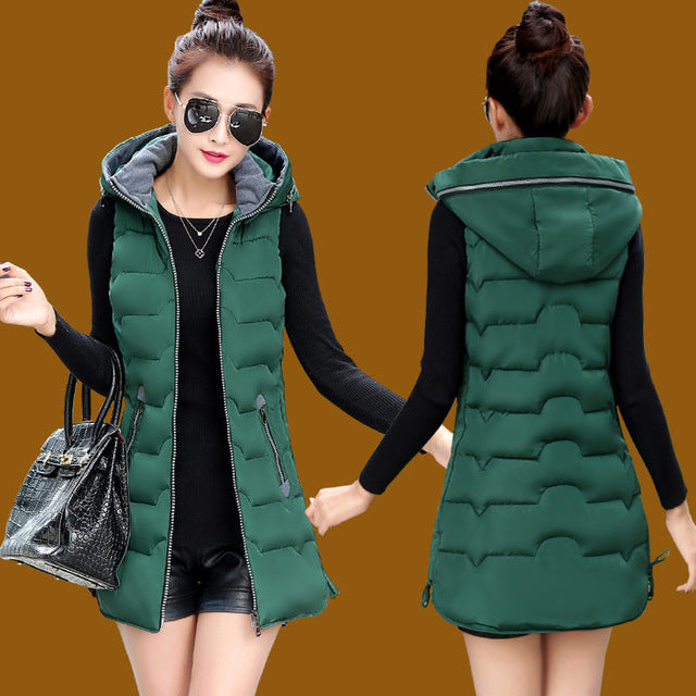 Autumn Winter Hooded Long Vest PufferJacket The Clothing Company Sydney