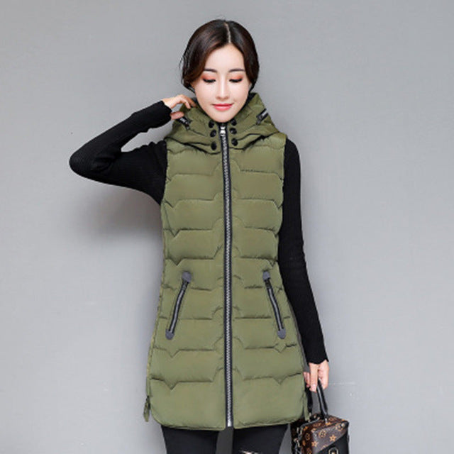 Autumn Winter Hooded Long Vest PufferJacket The Clothing Company Sydney