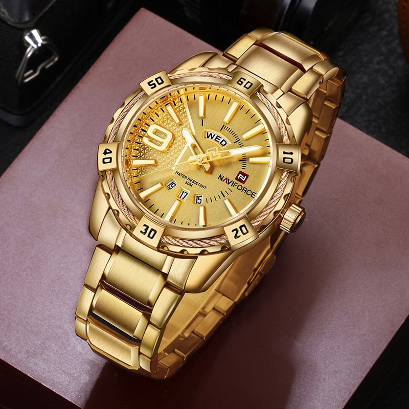 Luxury Brand  Men's Gold Watches Men's Waterproof Stainless Steel Quartz Watch The Clothing Company Sydney