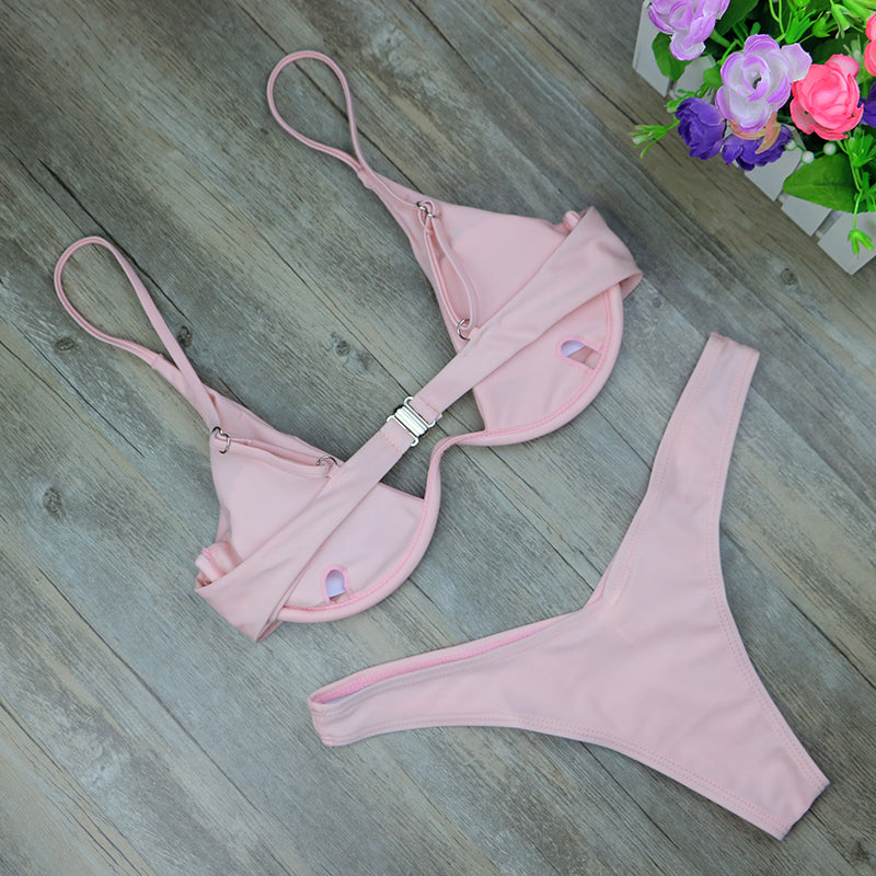 Two Piece Low Waist Bandeau Padded Low Waist Brazilian Bikini Swimwear Set (Plus Size) The Clothing Company Sydney