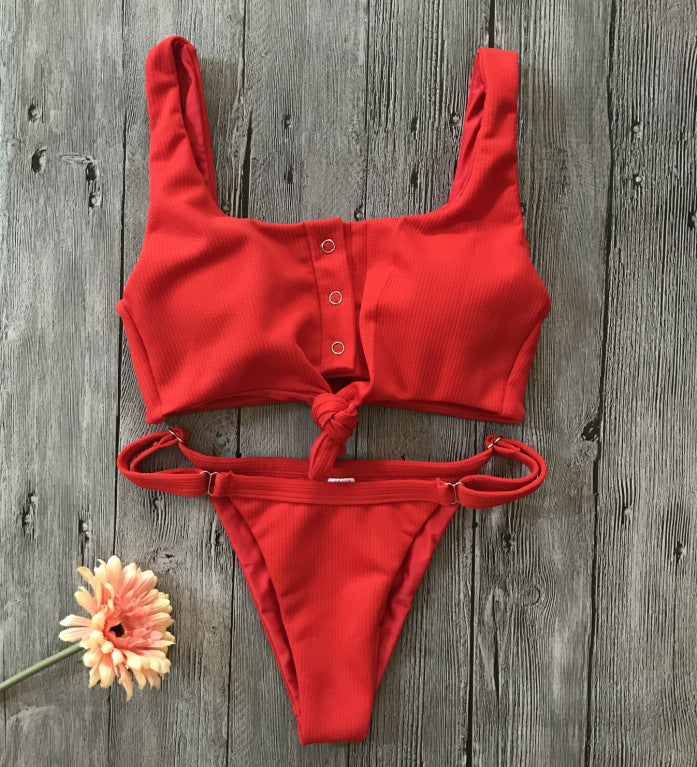 2 Piece Front Tie Bra Low Waist G String Bikini Swimwear Swimsuit The Clothing Company Sydney