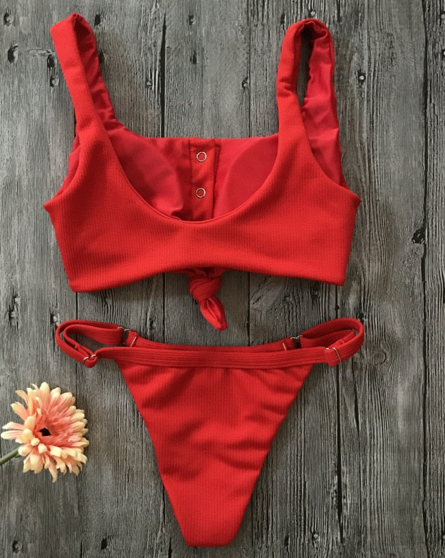 2 Piece Front Tie Bra Low Waist G String Bikini Swimwear Swimsuit The Clothing Company Sydney