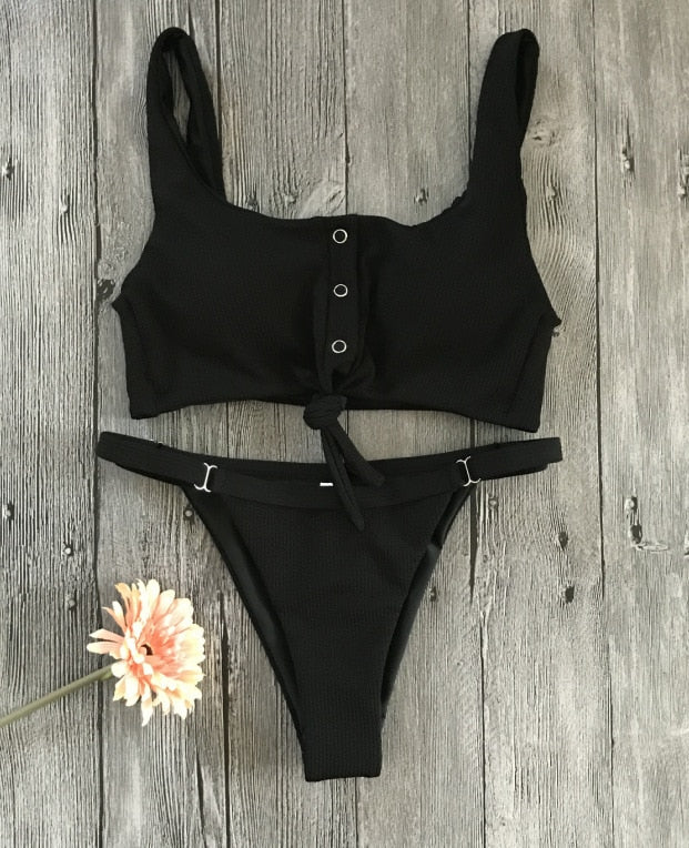 2 Piece Front Tie Bra Low Waist G String Bikini Swimwear Swimsuit The Clothing Company Sydney