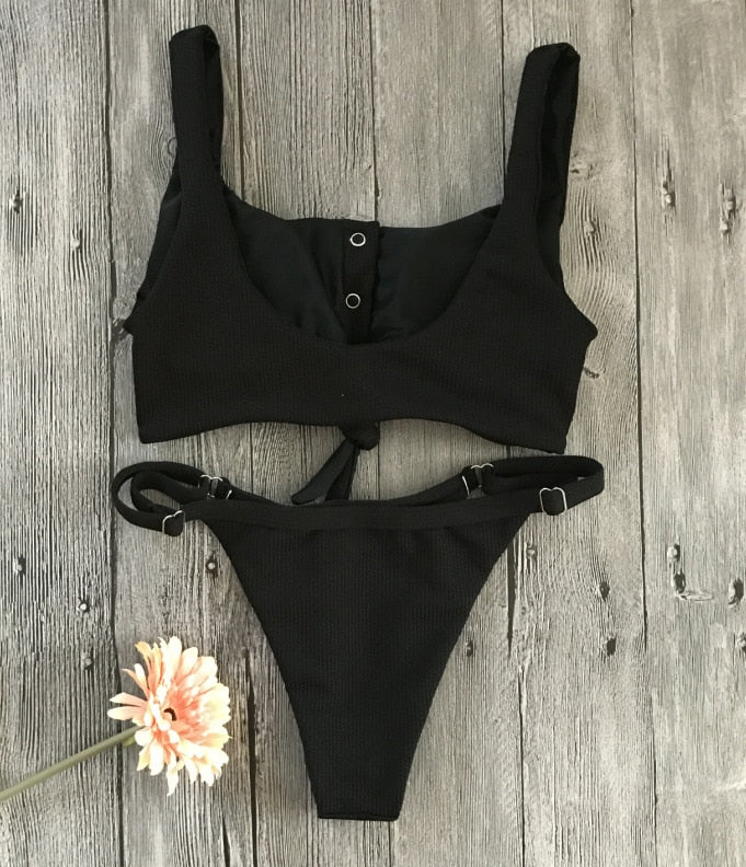 2 Piece Front Tie Bra Low Waist G String Bikini Swimwear Swimsuit The Clothing Company Sydney