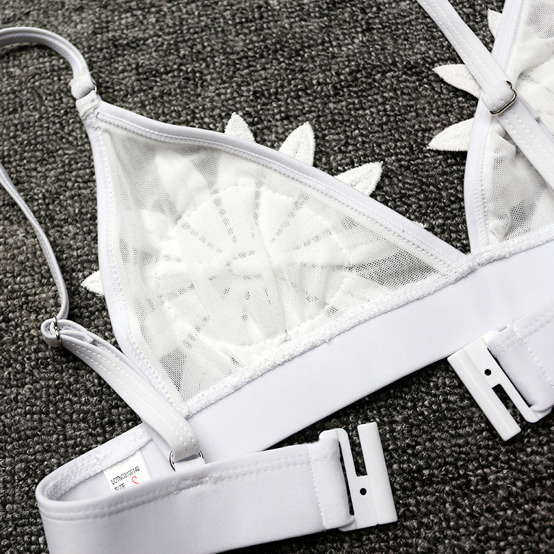 Mesh Embroidered Floral Strappy Micro Thong Brazilian Bikini Swimsuit Swimwear The Clothing Company Sydney