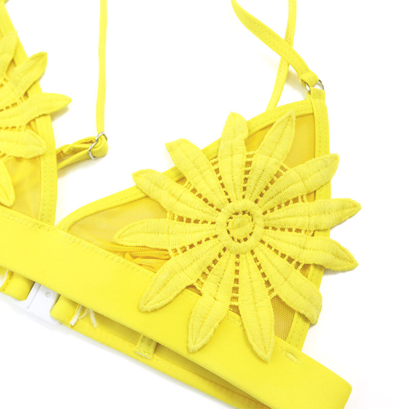 Mesh Embroidered Floral Strappy Micro Thong Brazilian Bikini Swimsuit Swimwear The Clothing Company Sydney