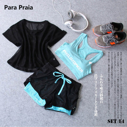 Three Piece Yoga Set Sport Shirt for Women Sports bra Fitness Flare Pants Tracksuit Gym Leggings in 15 styles The Clothing Company Sydney