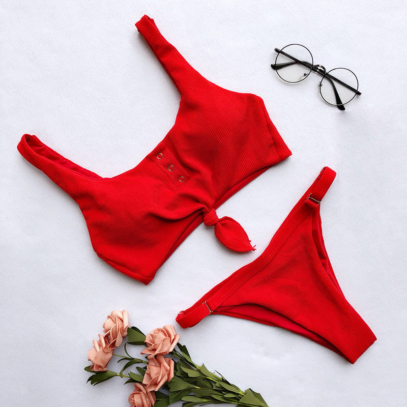 2 Piece Front Tie Bra Low Waist G String Bikini Swimwear Swimsuit The Clothing Company Sydney