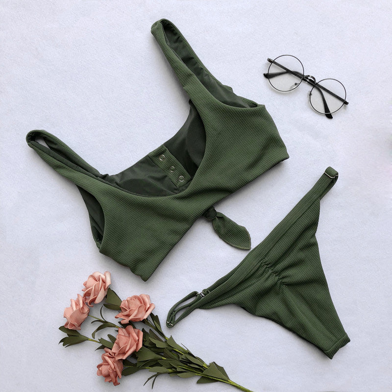 2 Piece Front Tie Bra Low Waist G String Bikini Swimwear Swimsuit The Clothing Company Sydney