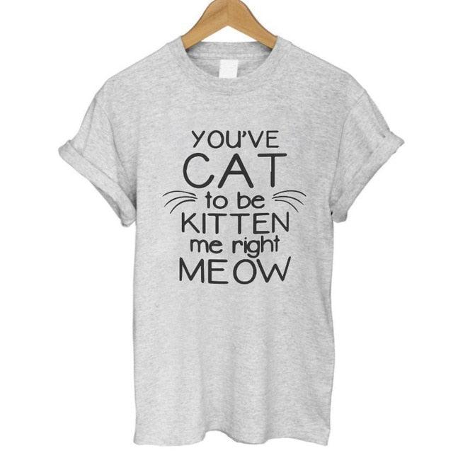 100% Cotton Meow Print Women Cat Casual Funny Shirt Top Tee Hipster T-Shirt The Clothing Company Sydney