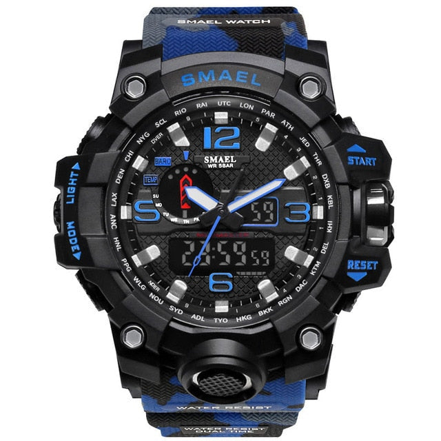 Mens Sports Dual Display Analog Digital LED Electronic Quartz Wristwatches Waterproof Swimming Military Watch The Clothing Company Sydney